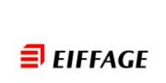 Logo de l'entreprise Eiffage en rouge et noir.