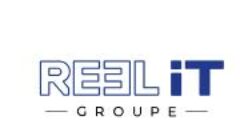 Logo de REEL iT Groupe en bleu et noir.