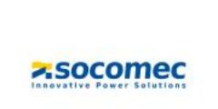 Logo bleu et jaune de l'entreprise Socomec.
